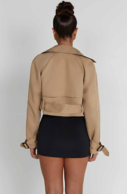 Helena™ | Cropped Beige Trench Coat